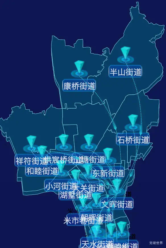 1echarts杭州市拱墅区geoJson地图label自定义样式